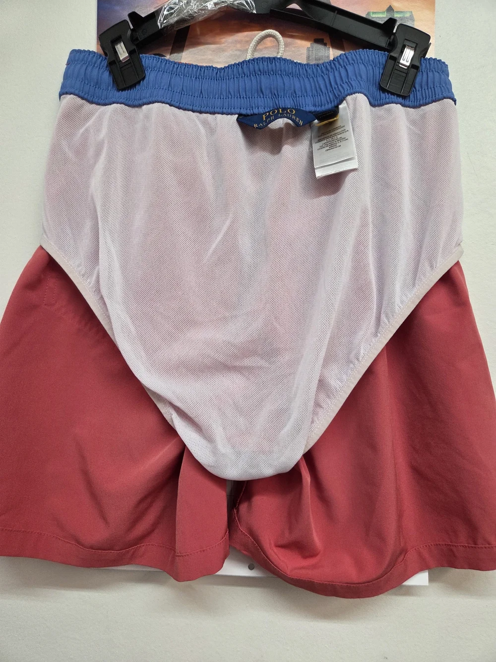 Polo by Ralph Lauren Men's Red Drawstring Swim/Active Shorts